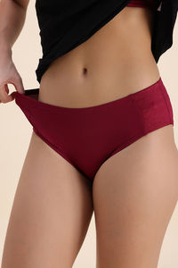 Zivame Shimmering Secrets Regular Rise Full Coverage Hipster Panty - Red Plum — thumbnail 4